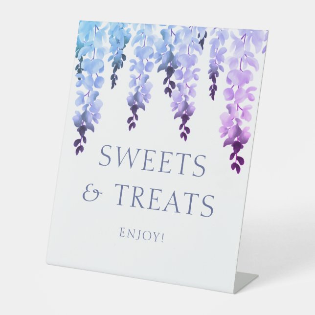 Sweets & Treats Modern Floral Wedding Event Pedestal Sign (Front)