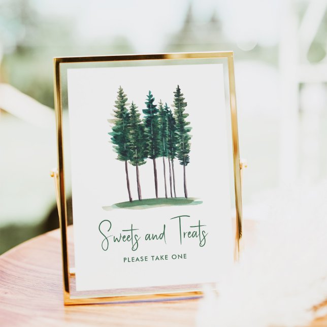 Sweets & Treats Rustic Green Trees Baby Shower  Poster (Creator Uploaded)