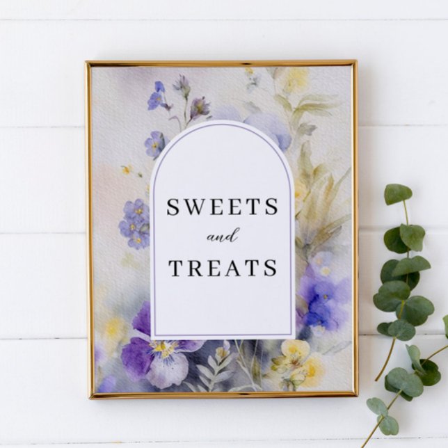 Sweets & Treats Rustic Watercolor Violets Sign (Creator Uploaded)