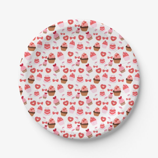 Sweets Valentine's Day Cupcakes   Paper Plate (Front)