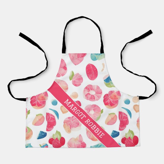 Sweets Watercolor Colourful Personalised Pattern Apron (Front)
