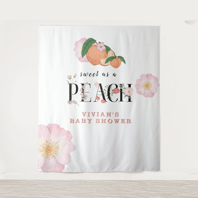 Sweety Little Peach Baby Shower Tapestry (Front)