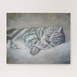 Sweety Sleeping Cat - Oil Painting by Lukian Jigsaw Puzzle