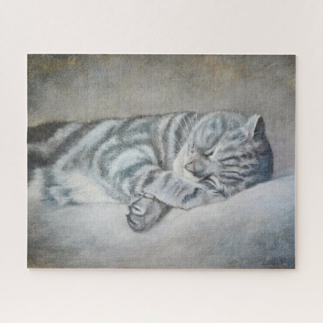 Sweety Sleeping Cat - Oil Painting by Lukian Jigsaw Puzzle (Horizontal)