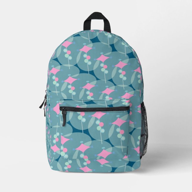 Swell Fifties Abstract Boomerang Pattern Art Printed Backpack (Front)