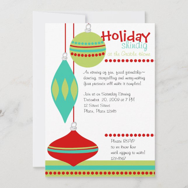 Swell-Looking Ornaments Invitation (Front)