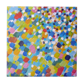 SWEPT AWAY 1 - Bright Colourful Rainbow Blue Ocean Tile