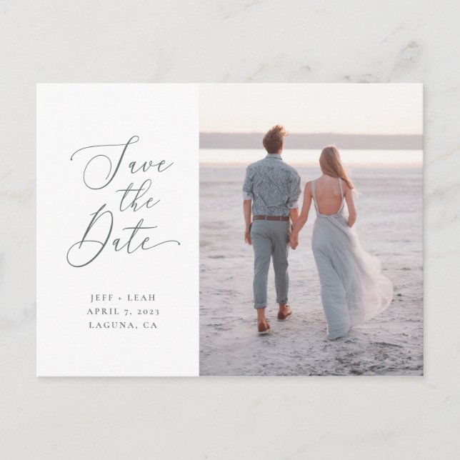 Swept Letters Save The Date (Additional Text) Postcard (Front)