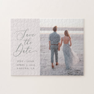Swept Letters Save The Date Jigsaw Puzzle