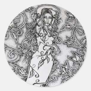 Swept up Ink Goddess Pagan  Classic Round Sticker