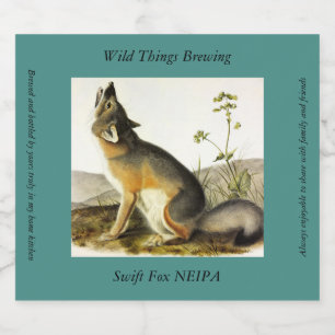 Swift Fox (Vulpes Velox) from Audubon's Quadrupeds Beer Bottle Label