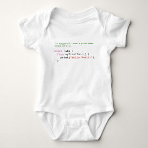 Swift Hello World Baby Jersey Body, Vit Bodysuit