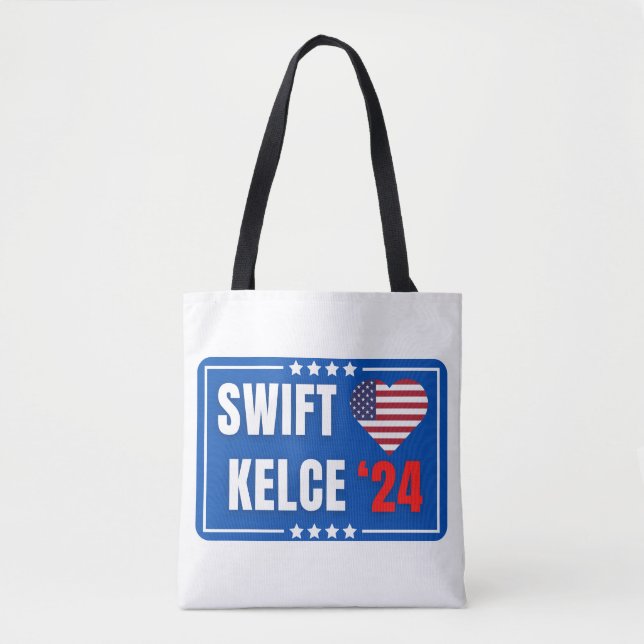 Swift Kelce 24 Heart Tote Bag (Front)