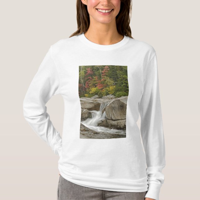 Swift River cascading through rocks, White T-Shirt (Front)