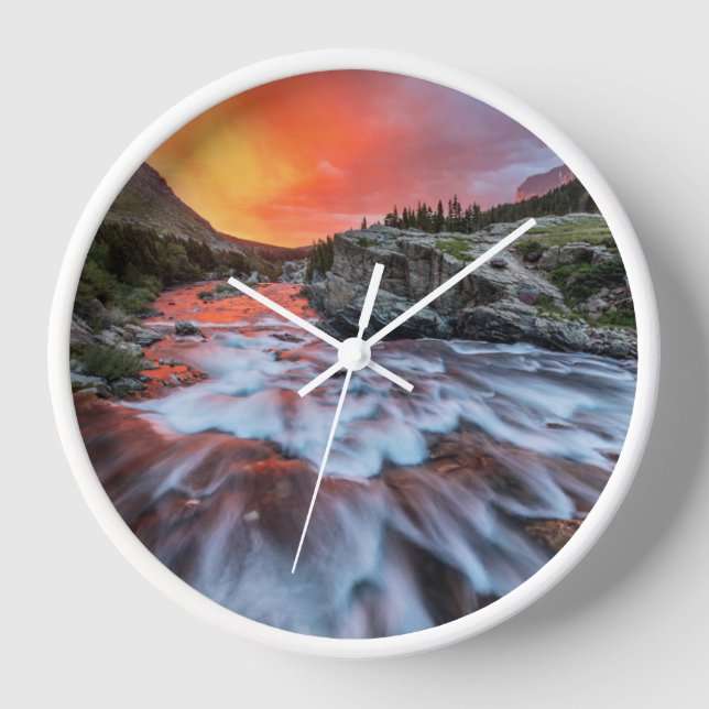 Swiftcurrent Falls | Glacier National Park Montana Clock (Front)