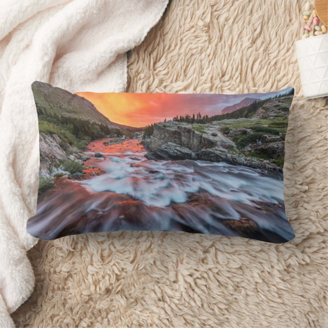 Swiftcurrent Falls | Glacier National Park Montana Lumbar Cushion (Blanket)
