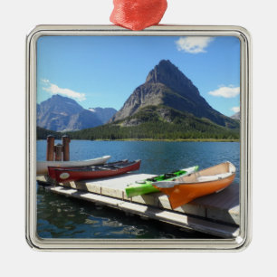 Swiftcurrent Lake Boats- Glacier National Park Metal Tree Decoration