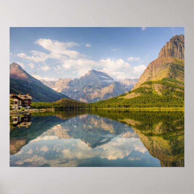 Swiftcurrent Lake with Many Glacier hotel and Poster (Front)