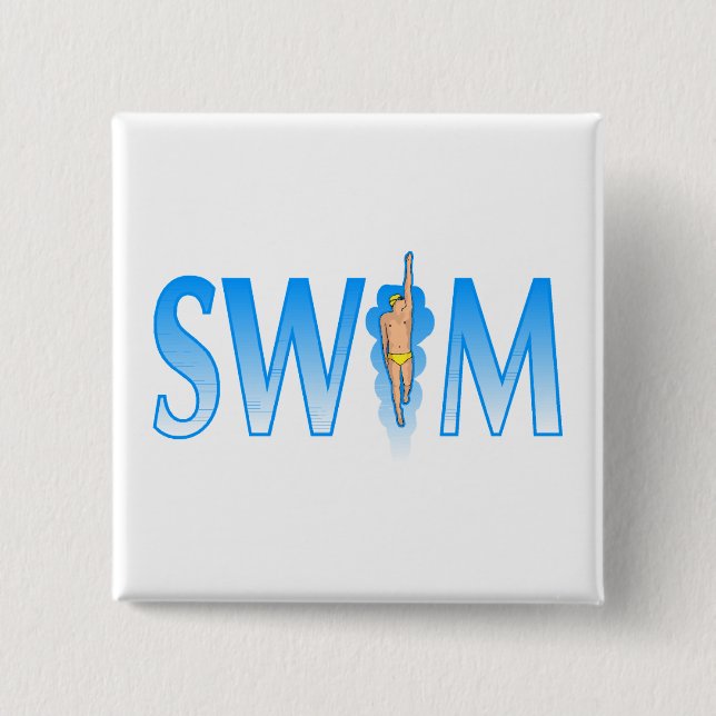 Swim 15 Cm Square Badge (Front)