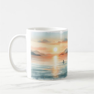 Swim At Sunset Watercolor Coffee Mug