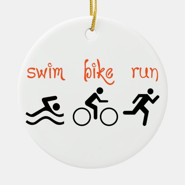 Swim Bike Run Ceramic Tree Decoration (Front)