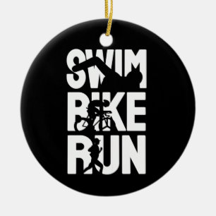 Swim Bike Run Ceramic Tree Decoration
