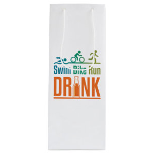 Swim Bike Run Drink Funny Triathlon Drinking Wine Gift Bag
