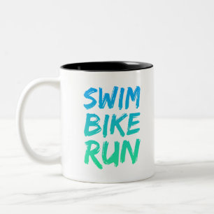 Swim Bike Run great design Two-Tone Coffee Mug