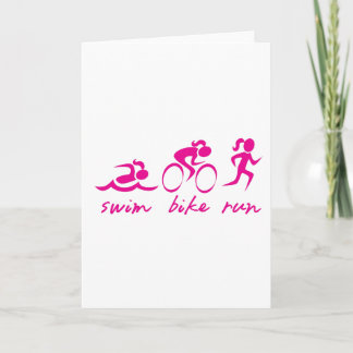 Swim Bike Run Tri Girl Card