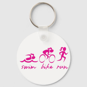 Swim Bike Run Tri Girl Key Ring