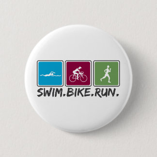swim bike run (triathlon) 6 cm round badge