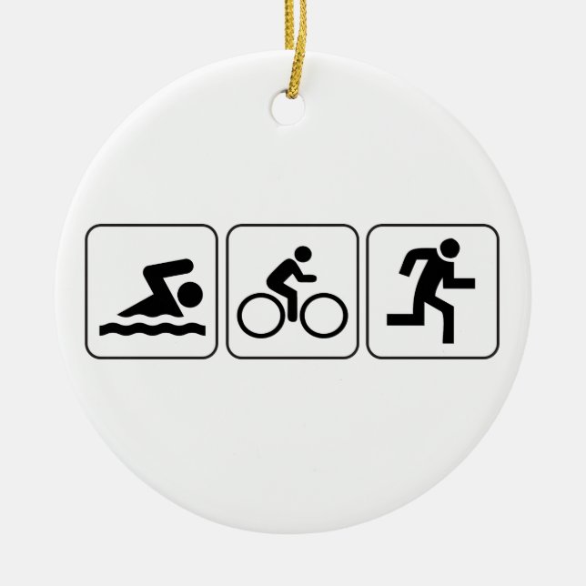 Swim, Bike, Run - Triathlon Ceramic Tree Decoration (Front)