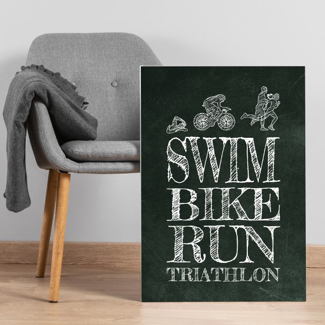 Swim Bike Run Triathlon Chalk Poster (Creator Uploaded)