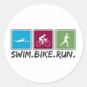 swim bike run (triathlon) classic round sticker