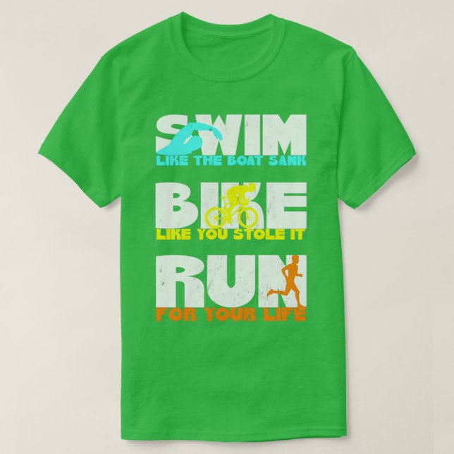 Swim Bike Run Triathlon Grunge 3 T-Shirt (Design Front)