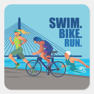 SWIM. BIKE. RUN. Triathlon inspired  Square Sticker