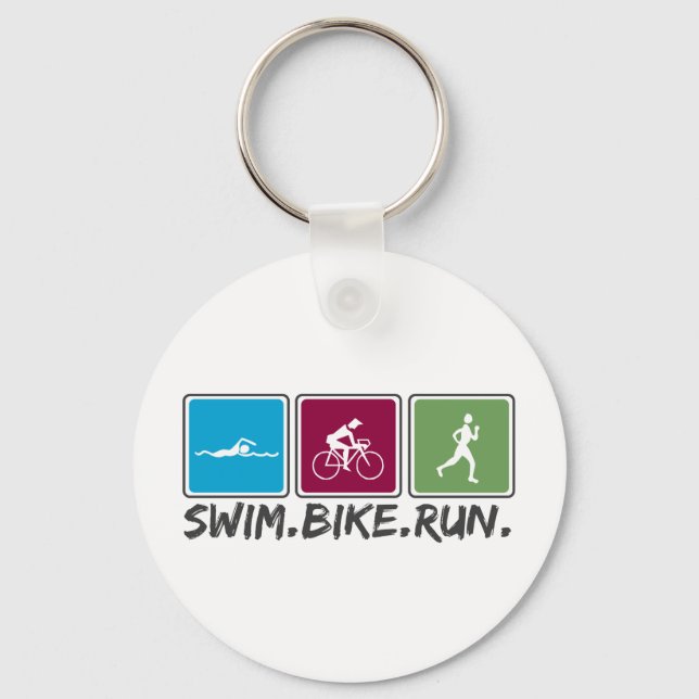 swim bike run (triathlon) key ring (Front)