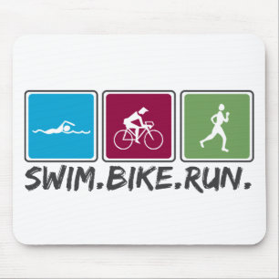 swim bike run (triathlon) mouse pad
