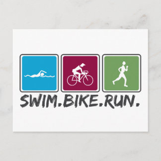swim bike run (triathlon) postcard