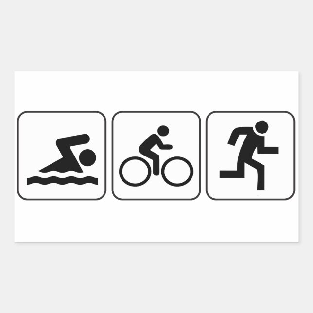 Swim, Bike, Run - Triathlon Rectangular Sticker (Front)