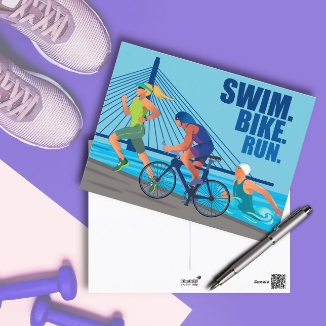 SWIM. BIKE. RUN. TRIATHLON themed Postcard (Creator Uploaded)