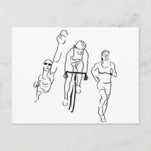 Swim Bike Run Triathlon Woman Postcard