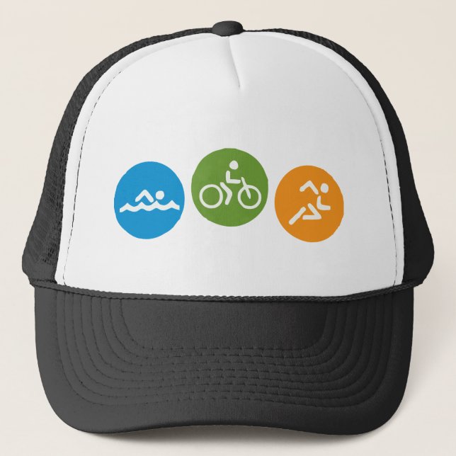 Swim Bike Run Trucker Hat (Front)