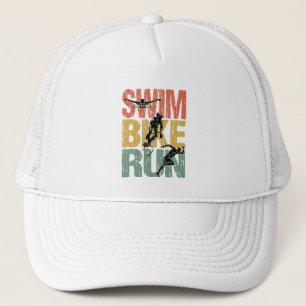 Swim Bike Run - Vintage Triathlon Trucker Hat