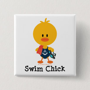 Swim Chick 15 Cm Square Badge
