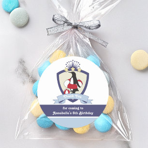 Swim Club Crest Cute Penguin Kids Party Thank You Classic Round Sticker