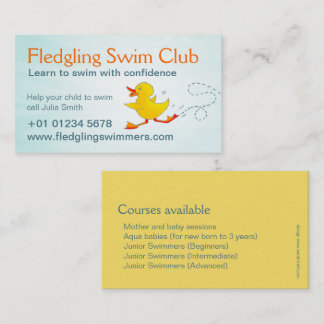 Swim club swim teachers business card