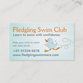 Swim club swim teachers business card