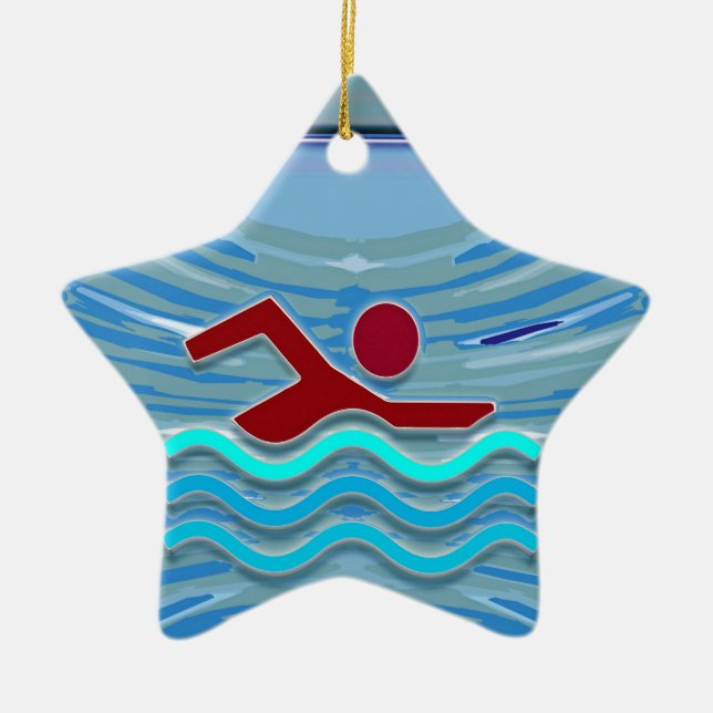 Swim Club Swimmer Exercise Fitness NVN254 Swimming Ceramic Tree Decoration (Front)