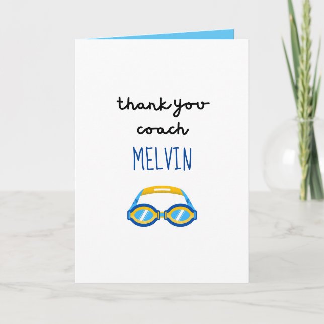 Swim Coach Appreciation Card, Thank You Card (Front)